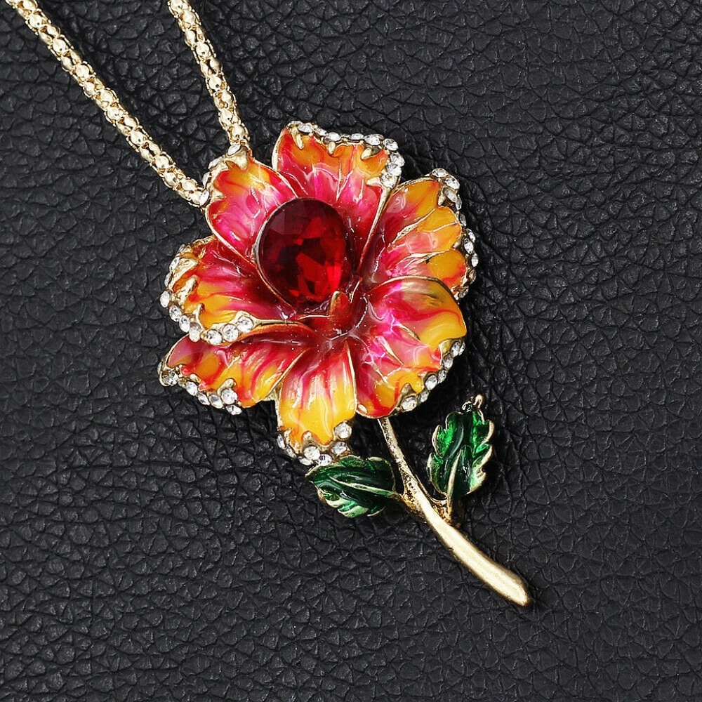 SOLD Rhinestone Flower Necklace/Pin - Picture 2 of 4